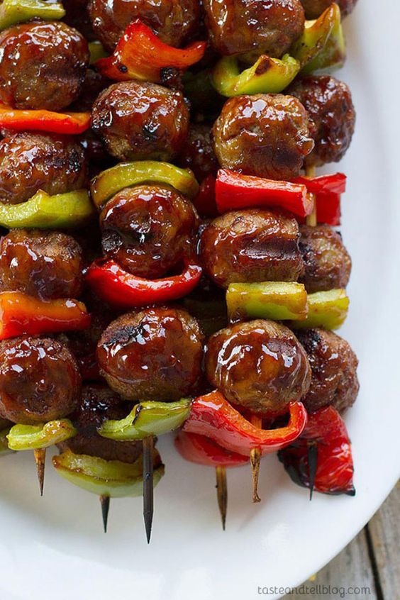 Sweet and Sour Meatball Skewers